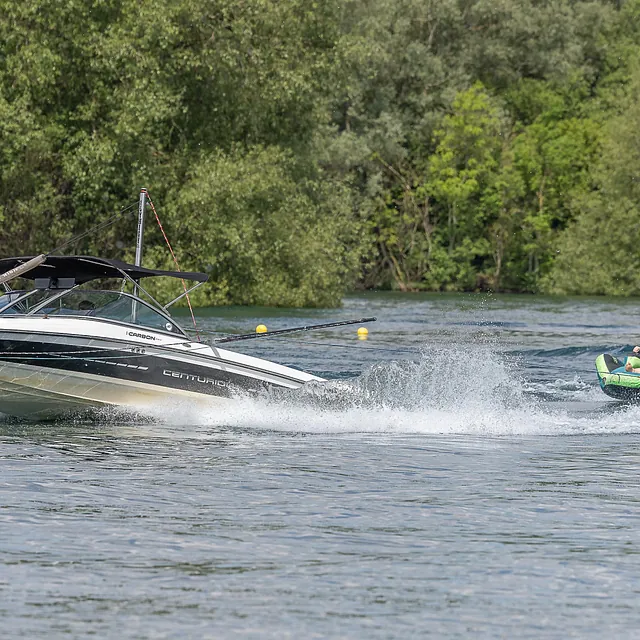 Inflatable fun on the Cotswold water park