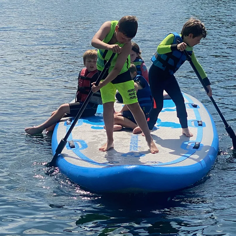 Family paddle boarding